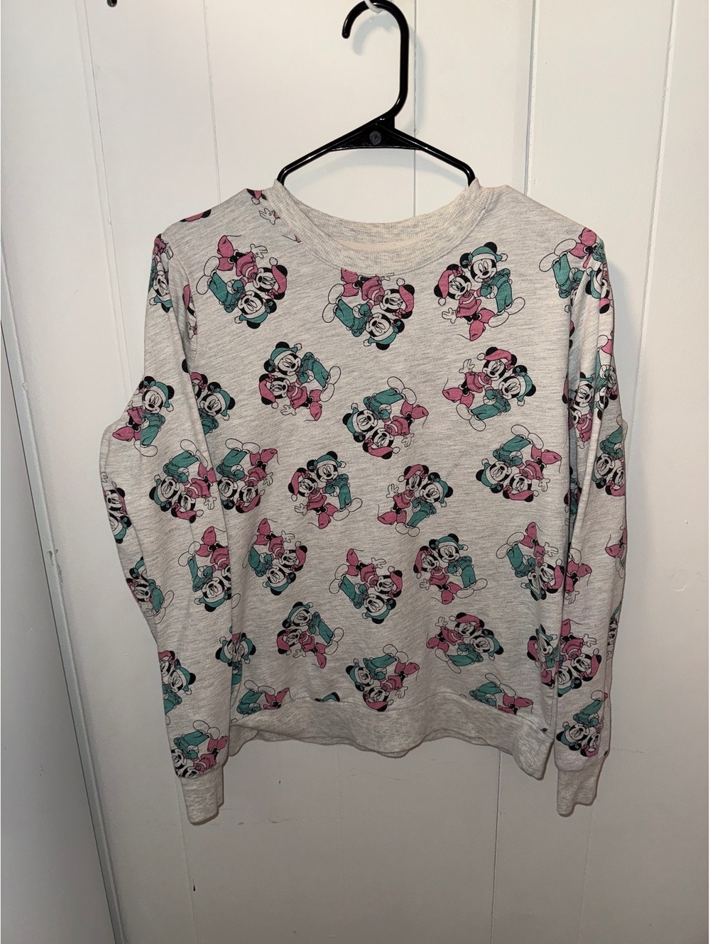 Disney Medium Gray Mickey and Minnie Mouse Print Sweatshirt, Long-Sleeve